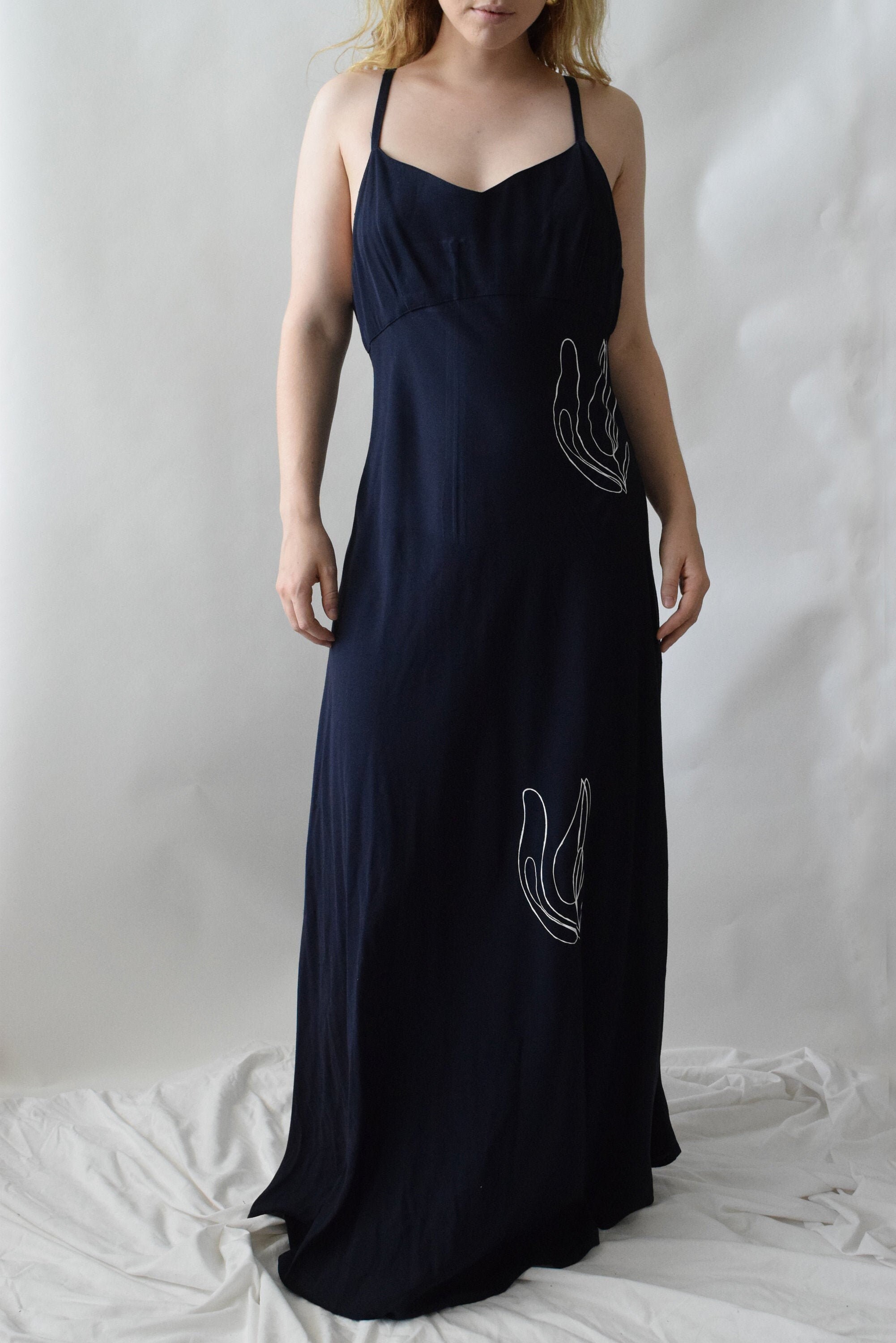 Lilja Navy Floor Length Slip Dress