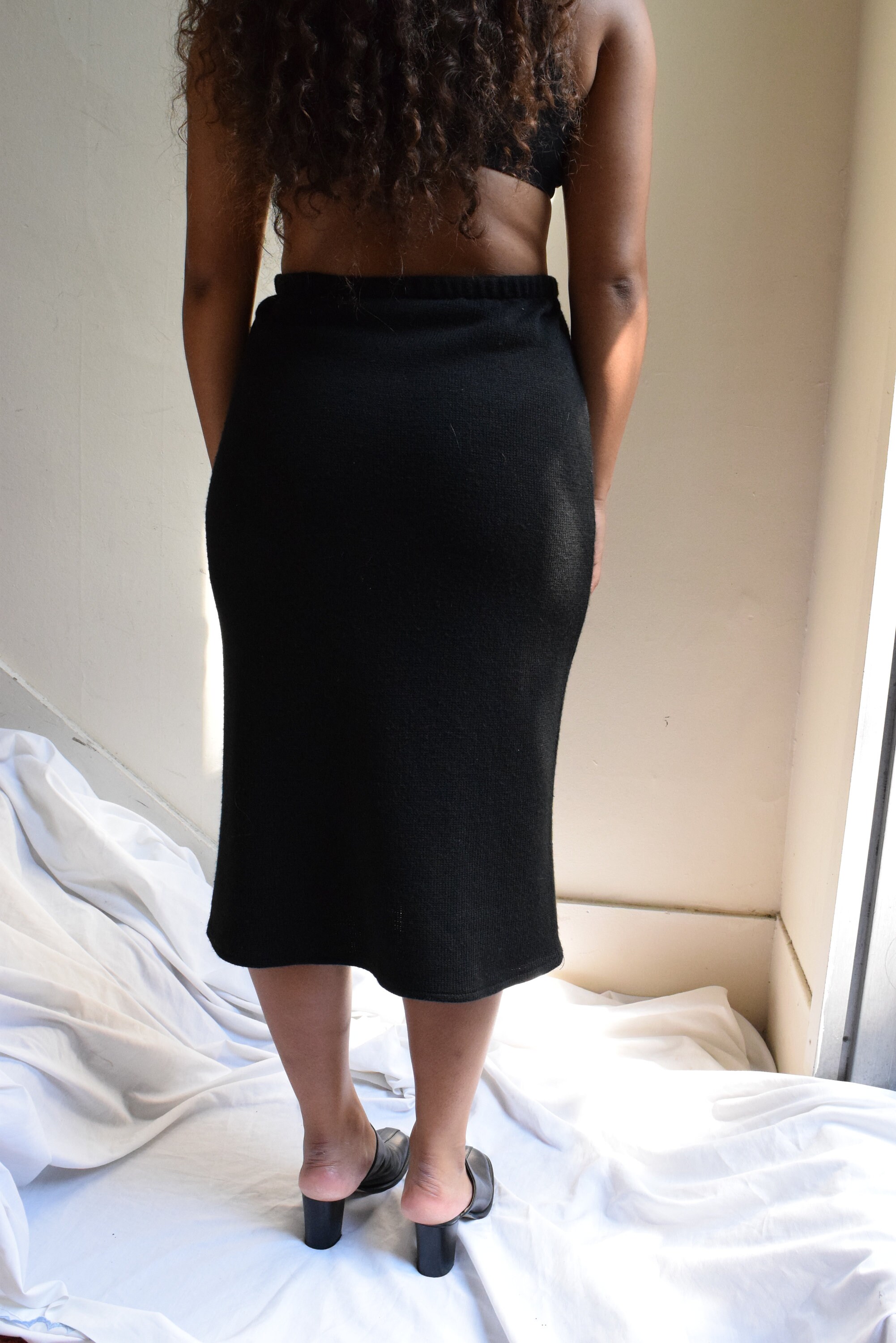 Black Knit Lounge Skirt.