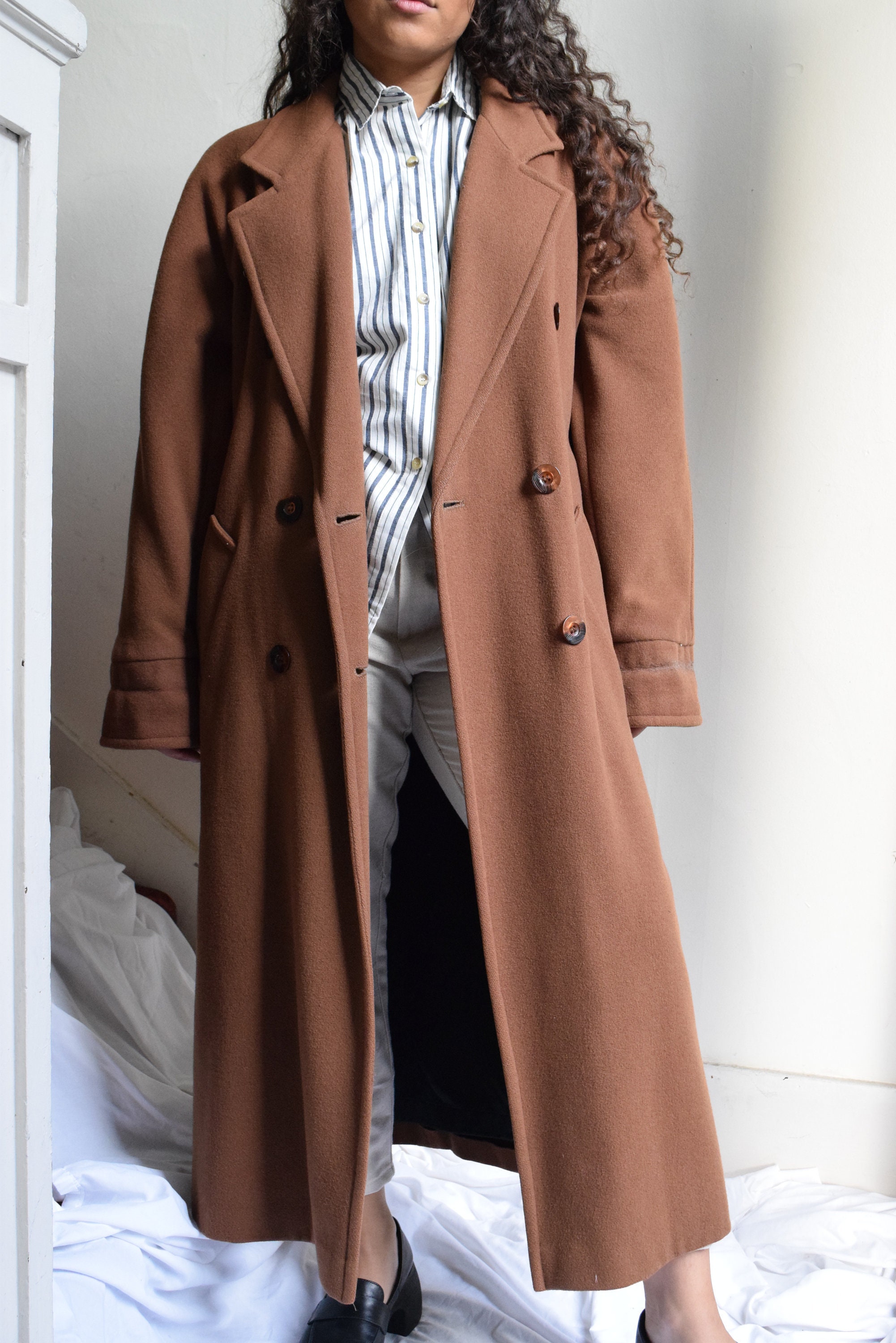 thigh length wool coat