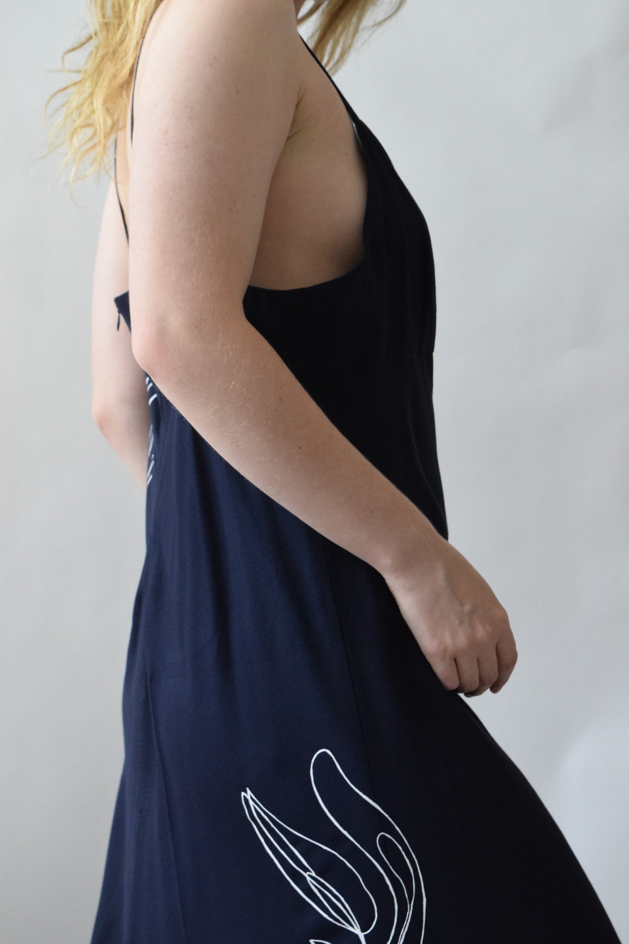 Lilja Navy Floor Length Slip Dress