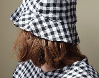 Linen Gingham Bucket Hat