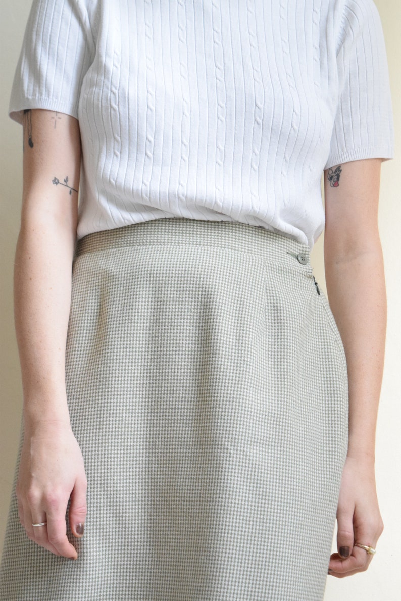 Sage Micro-Houdstooth Skirt