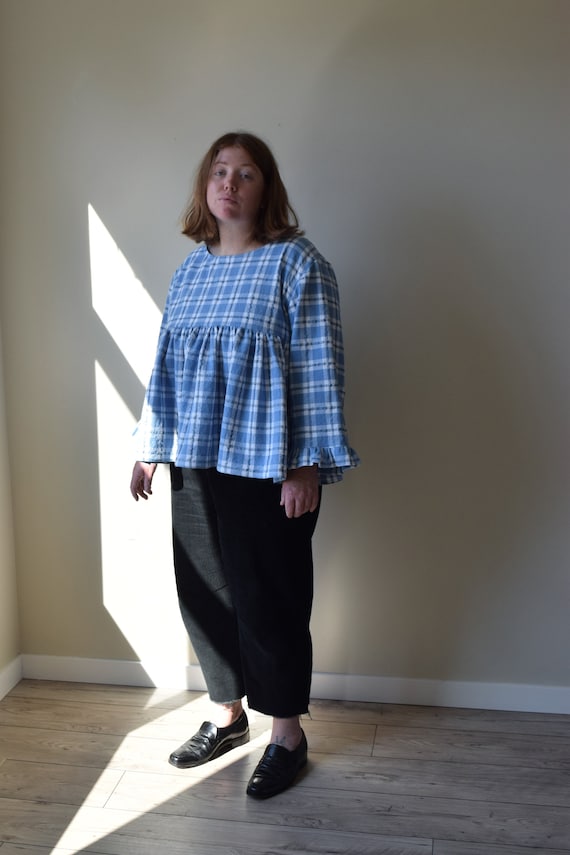 Aryn Blouse in Recycled Blue Plaid