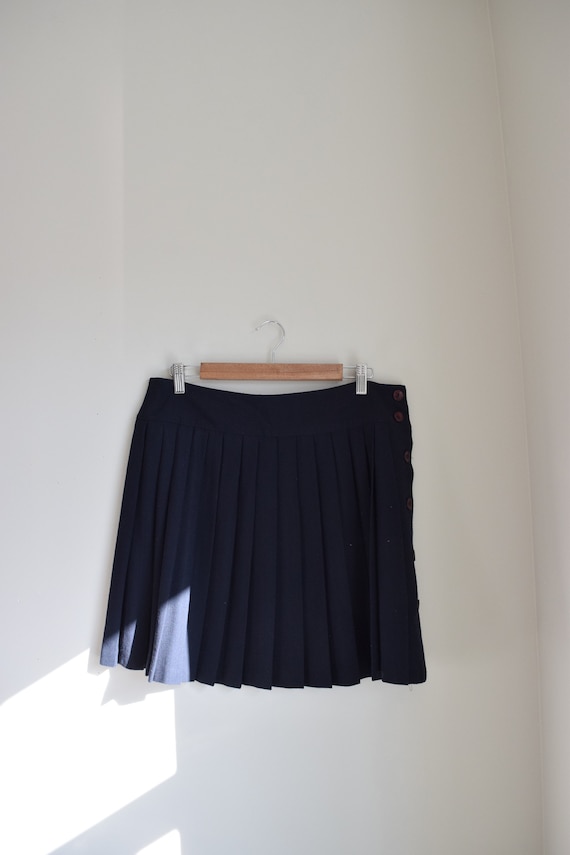 Navy Pleated Mini Skirt