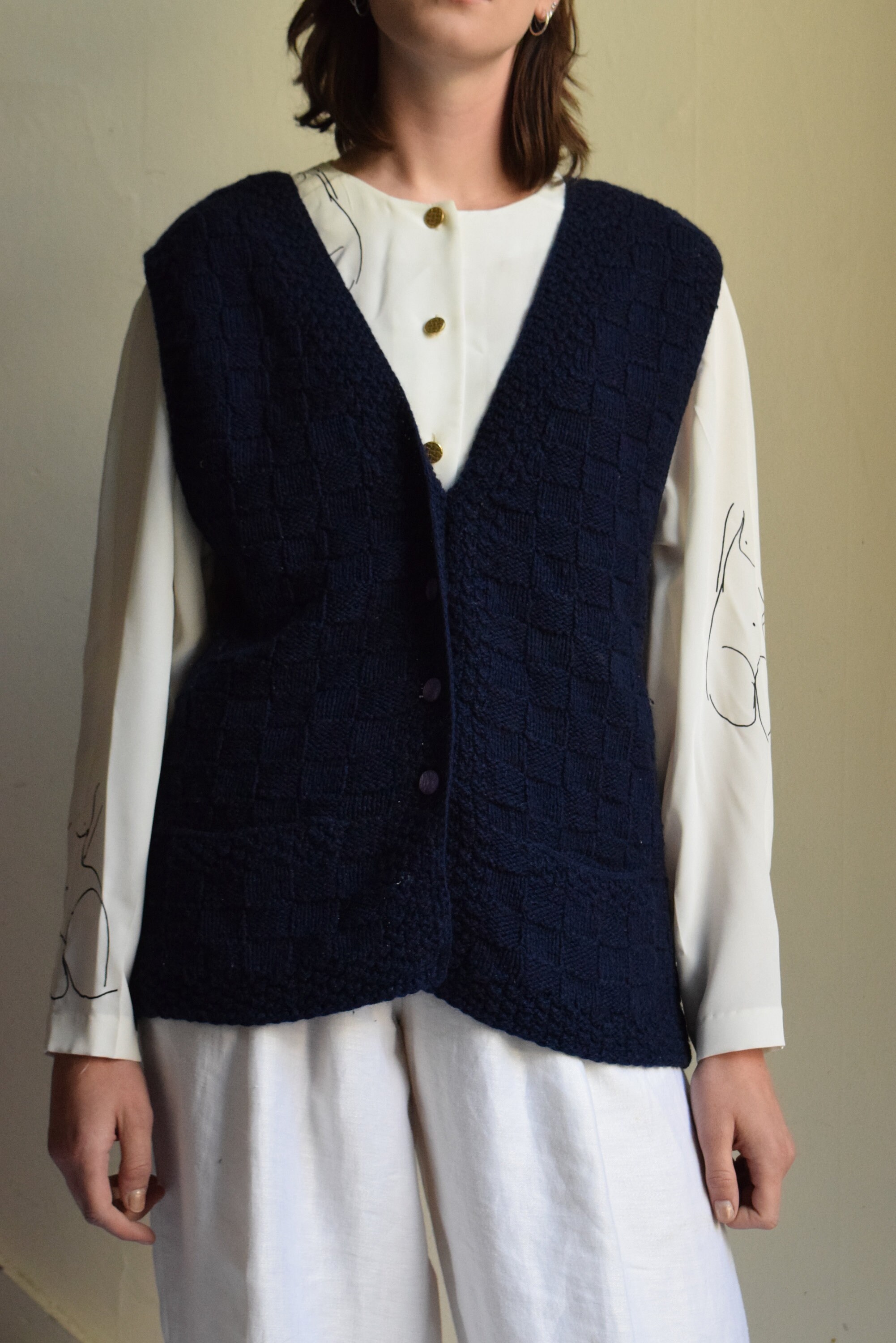 Navy Knit Sweater Vest.