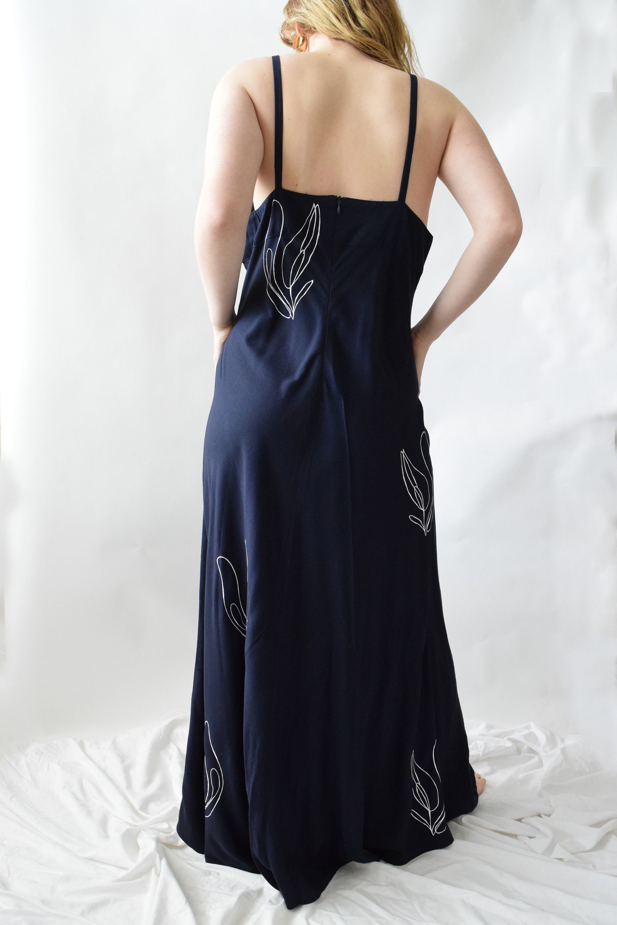 Lilja Navy Floor Length Slip Dress