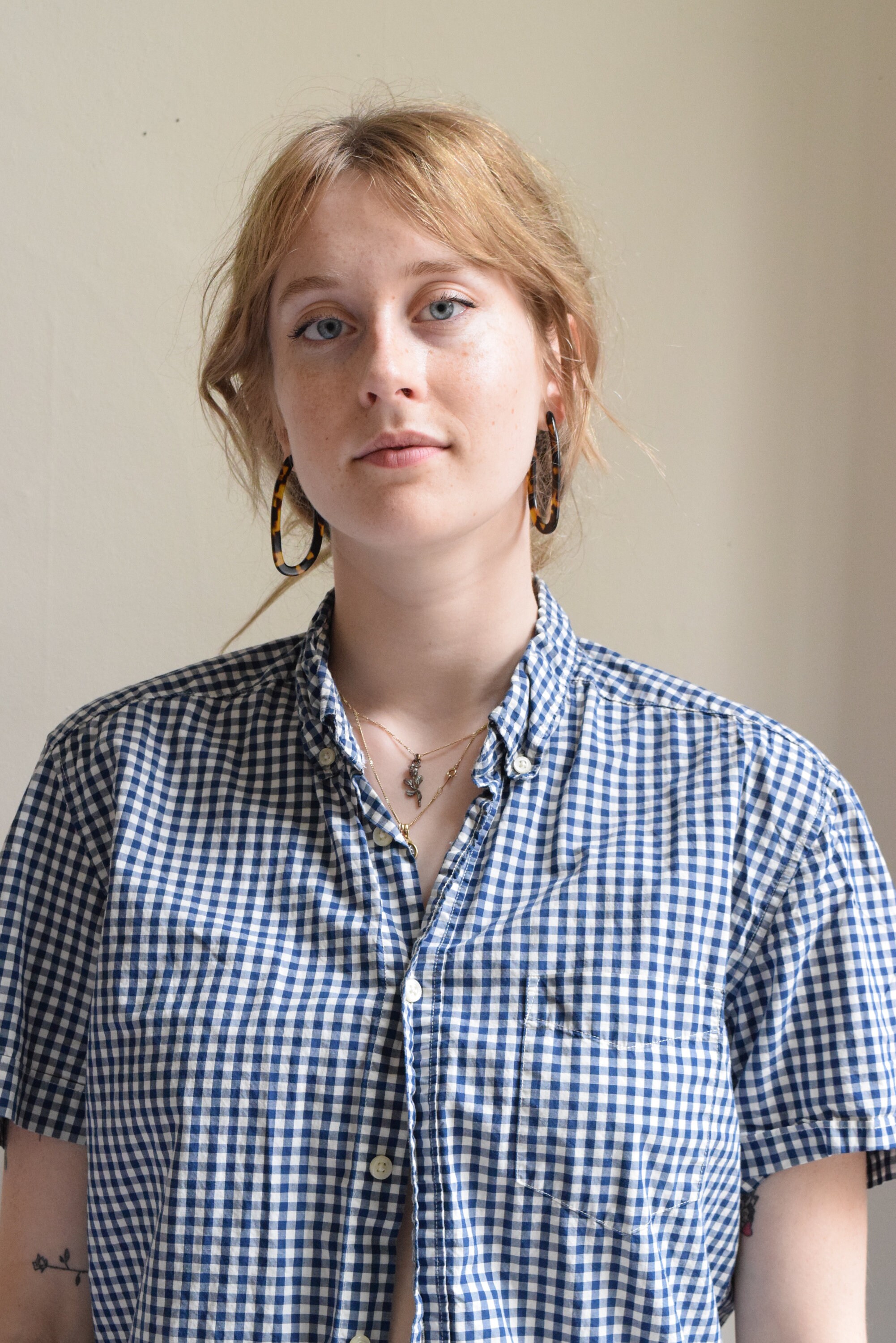 navy white gingham shirt