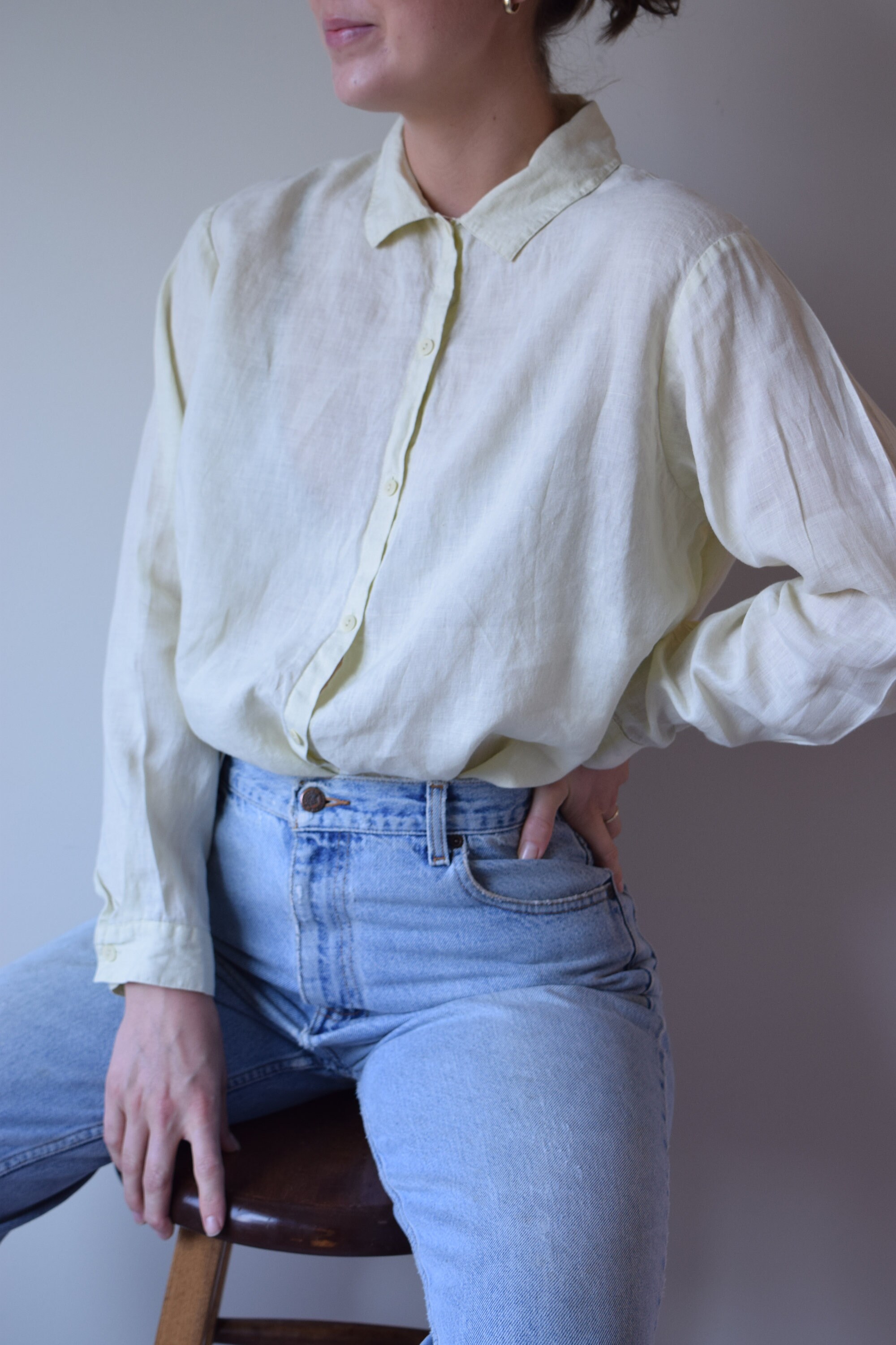 yellow linen blouse