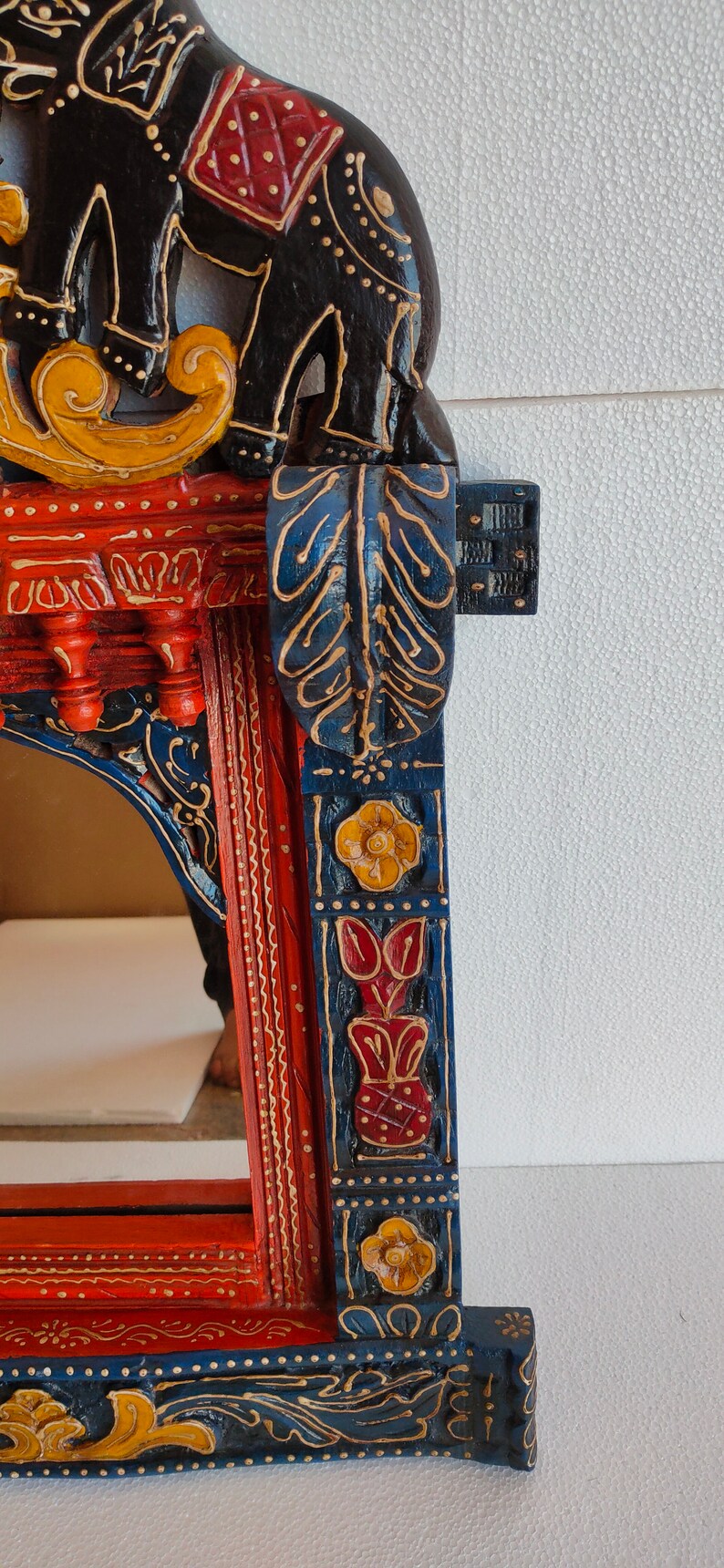 Jharokha Mirror Wooden Handmade Painted Carved India Color Etsy