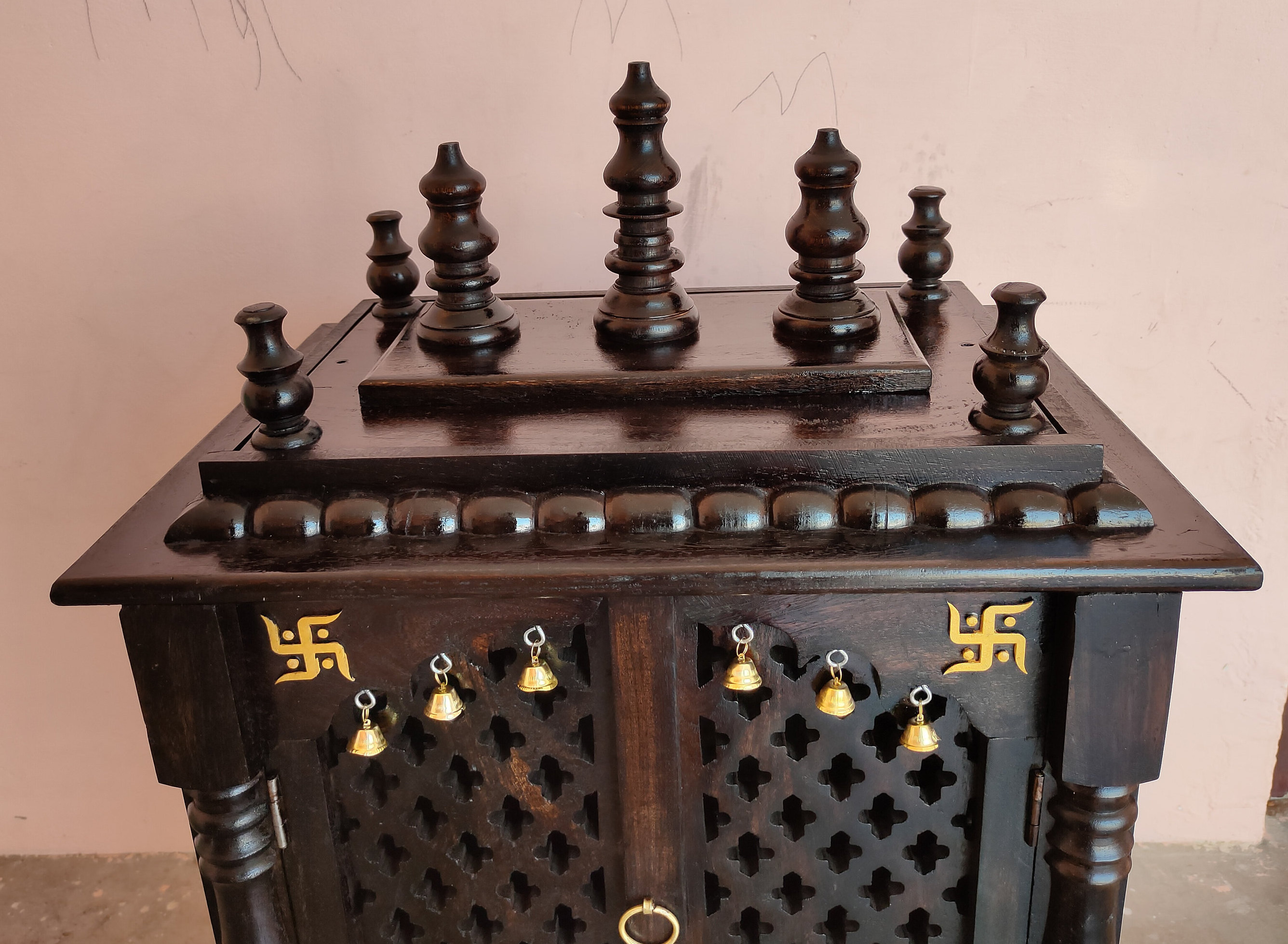 Solid Sheesham Wood Temple Handcrafted Hindu Hanging Mandir Etsy