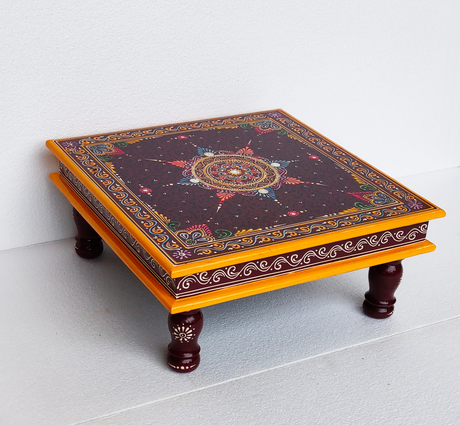 Puja Room Peeta Stool Altar Table, diwali decor items, Table Wooden