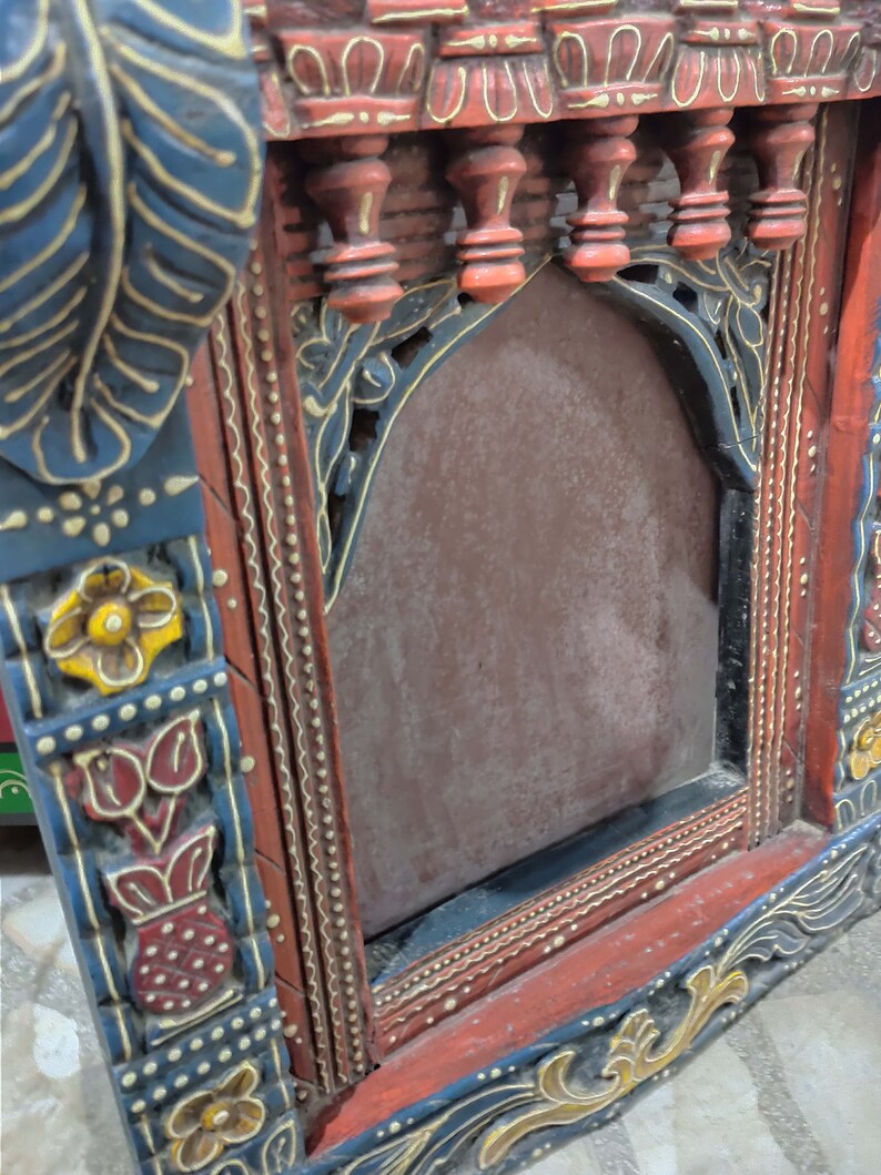 Jharokha Frame Picture Wood Hand Carving Painted Carved India Etsy