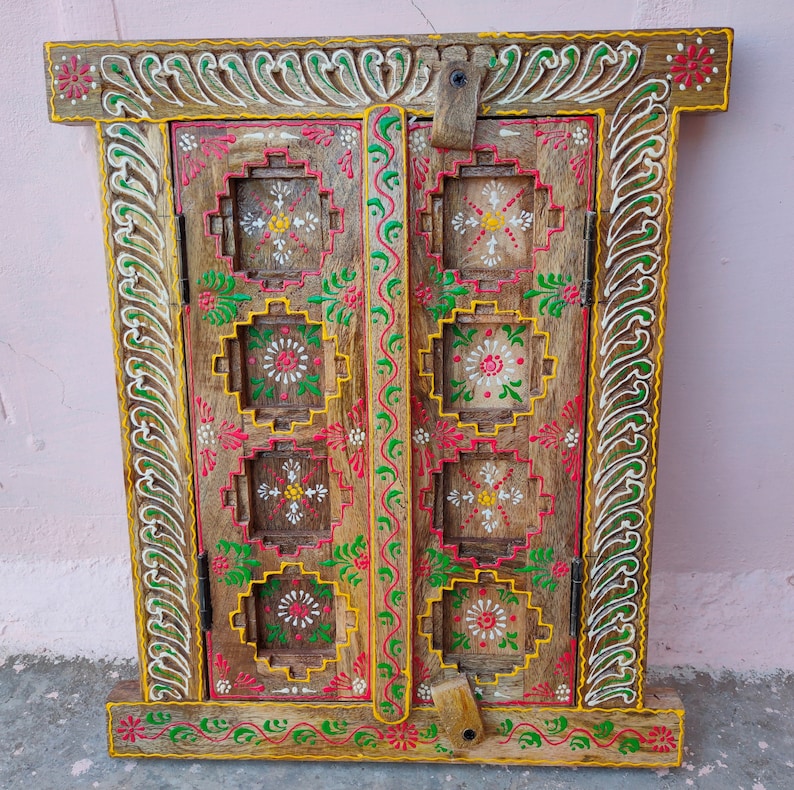 Jharokha Frame Picture Wood Hand Carving Painted Carved India Etsy