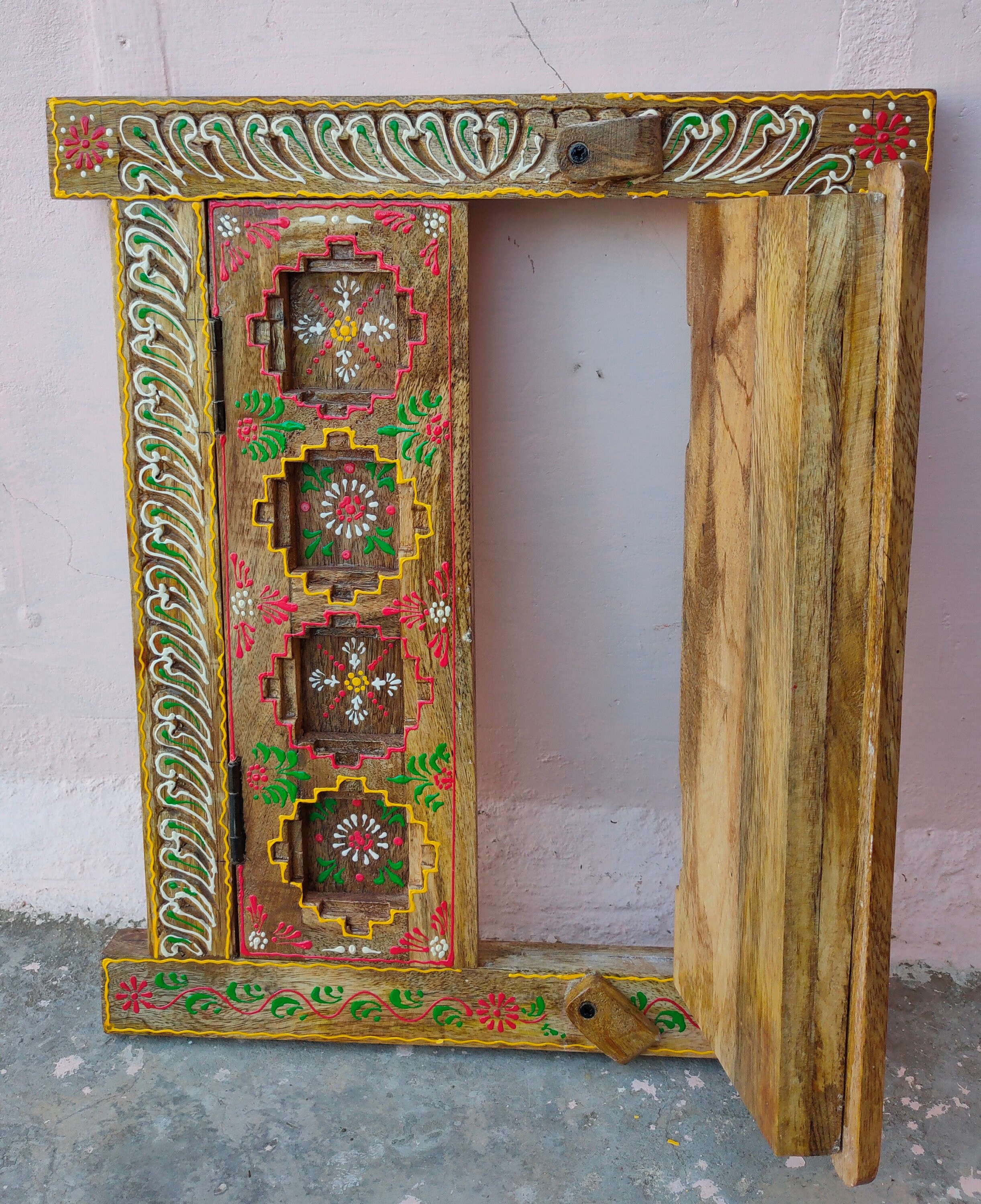 Jharokha Frame Picture Wood Hand Carving Painted Carved India Etsy