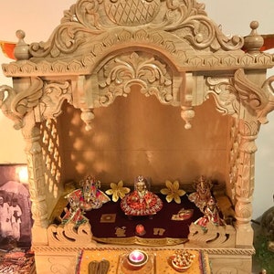 Sevan Wood Temple – Handcrafted Hindu Mandir for Home Puja | Pooja Ghar Mandap for Diwali, Worship & Office Shrine Decor - DIY