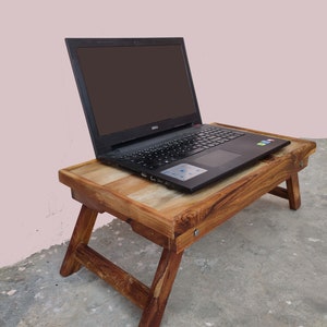 Wooden Foldable Laptop Stand – Adjustable Bed Desk Table for Home Office & Study