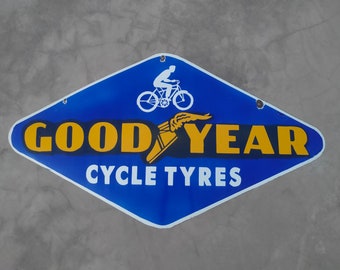 Good Year Cycle Tyres Tire Sign Board Vintage Porcelain Enamel Original Rare Sign Board