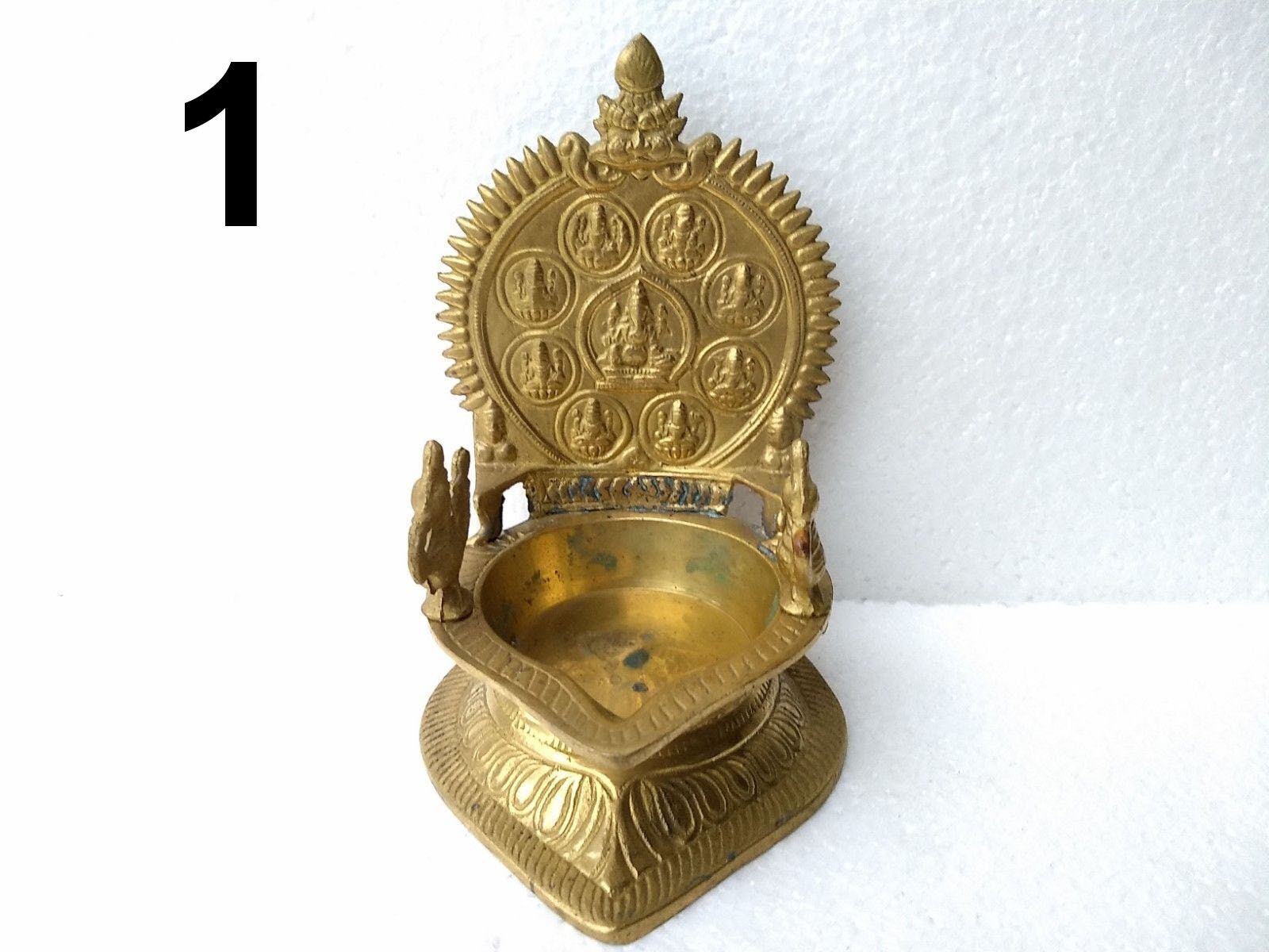 Shop Brass Kamakshi Diya Gajalakshmi Embossed-11 inches