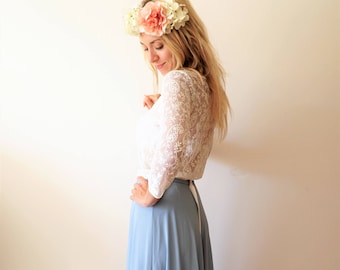 Maxi Skirt | Dusy Blue Chiffon skirt | Bridesmaid skirt | Full skirt| Long Boho skirt | Bohemian skirt | Vintage skirt | Bridesmaid dress