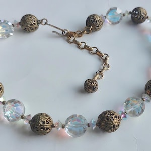 Collana Aurora Borealis LISNER anni &#39;50: gioielli vintage in filigrana color oro