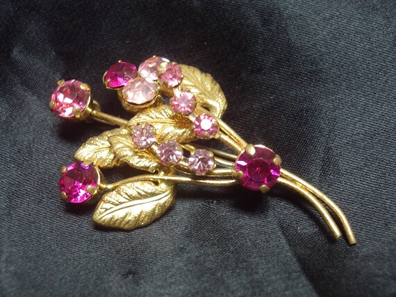 1930s Rhinestone Brooch 5cm - Flower Bouquet Brooc