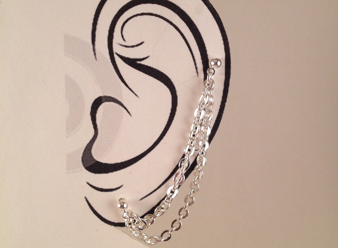 Pendientes de dos agujeros dos pendientes de cadena de plata Etsy México