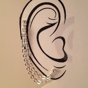 Double earring studs, Double chain earring, double piercing ears, Two hole earring, Double lobe earrings, Unisex gift idea BOD1103 image 4