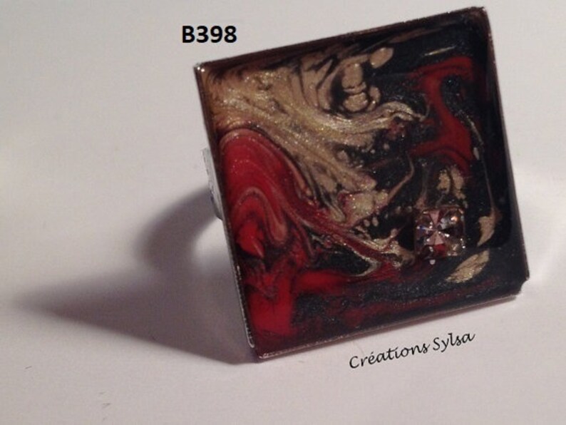 10 Square Rings hand-painted red and black adjustables B397-686 Me Nickel free rings yellow and black Pink Salmon rings,Fashion rings