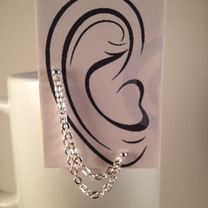 Double earring studs, Double chain earring, double piercing ears, Two hole earring, Double lobe earrings, Unisex gift idea BOD1103 image 9