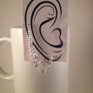 Double earring studs, Double chain earring, double piercing ears, Two hole earring, Double lobe earrings, Unisex gift idea BOD1103 image 5