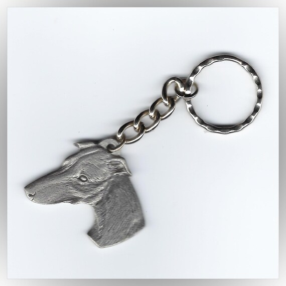 Whippet Vintage Pewter Keychain