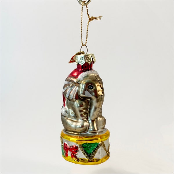 Vintage Glass Ornament Circus Elephant