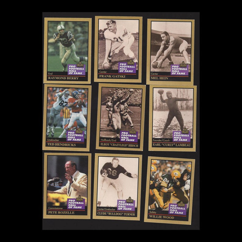 1991 Enor Pro Football Hall of Fame Trading Cards 9 pc