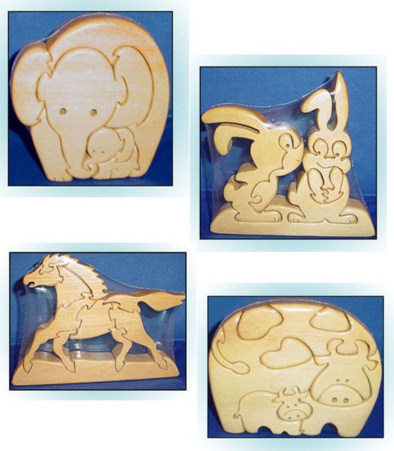 Scroll Saw Wood Animal Puzzles Sealed set of 4 On Hold for EC Etsy