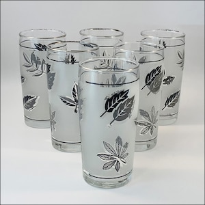 Mid-Century Silver Leaf 1960s Juice Glasses, 6 pc