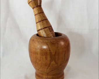 Vintage Wood Mortar and Pestle