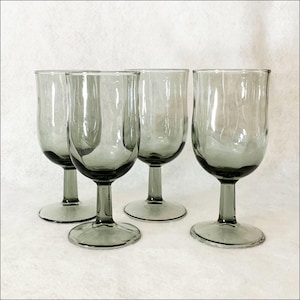 Smoke Gray Vintage Goblet Glasses, 4 pc