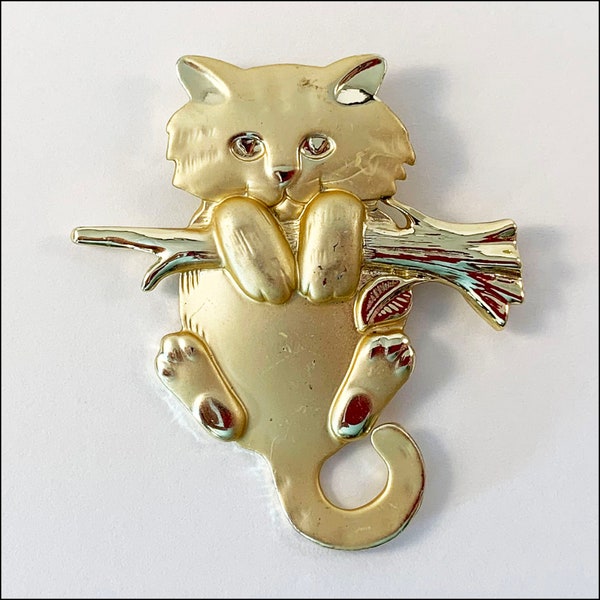 Vintage Kitty Cat Pin Brooch Signed AJC