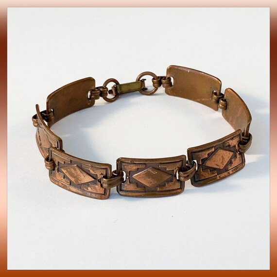 Vintage Copper Panel Link Bracelet