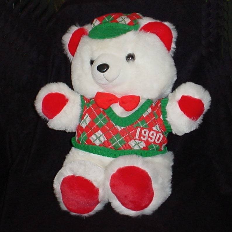 Huge K-Mart 1990 Christmas Teddy Bear Plush Stuffed Animal | Etsy