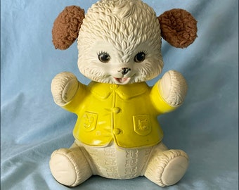 Old No Squeak Rubber Bear with Fuzzy Ears 10”