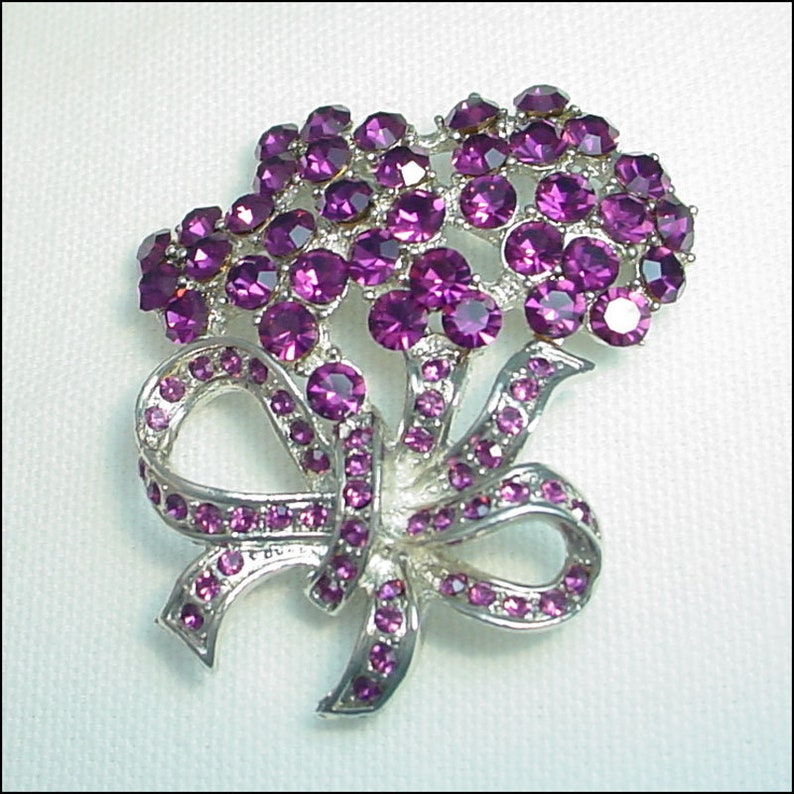 Purple Rhinestone Vintage Brooch Pin Etsy