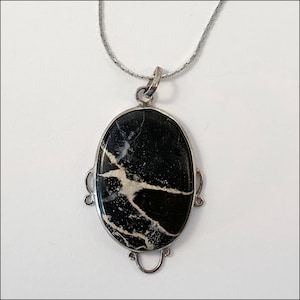 Lightning Jasper Vintage Pendant Necklace