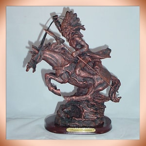 Old West Warrior on Horse Vintage Desk Statue Figure