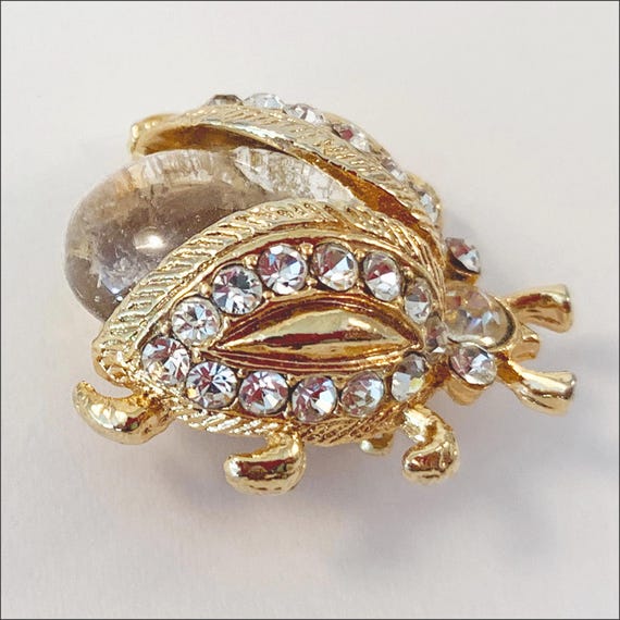 Vintage Rhinestone Beetle Pin