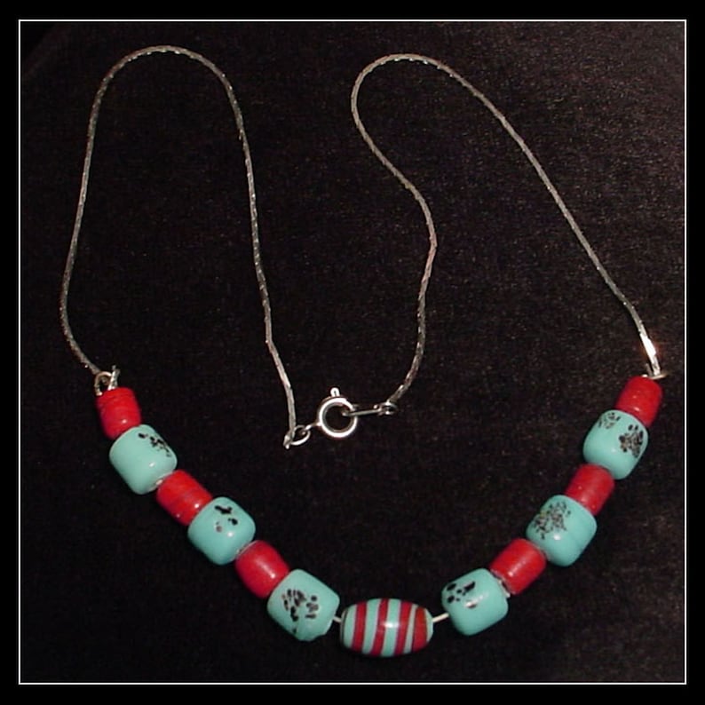 Vintage Porcelain Trade Bead Necklace