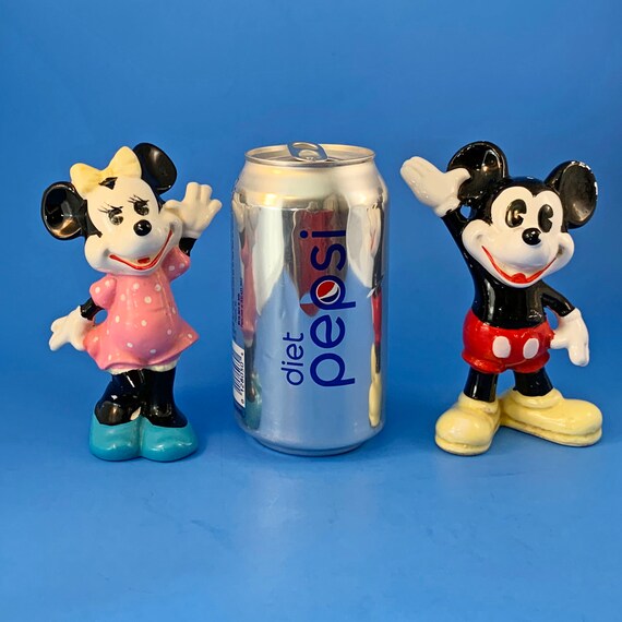 Mickey and Minnie Mouse Vintage Figurines Japan Paper Labels