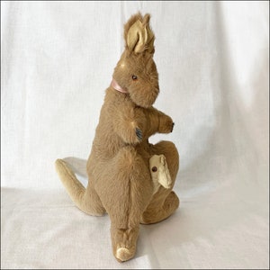 Kangaroo with Joey 12” Australian Souvenir with Kangaroo Fur