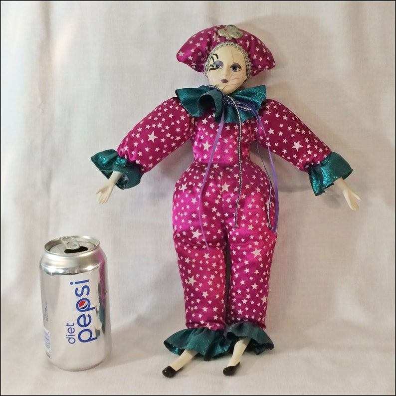 Vintage Jester Doll 16 Harlequin Etsy