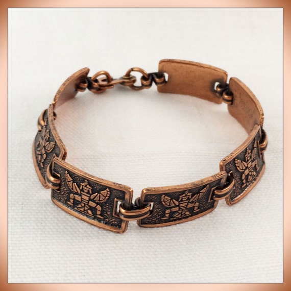 Vintage Copper Link Bracelet 7 inch